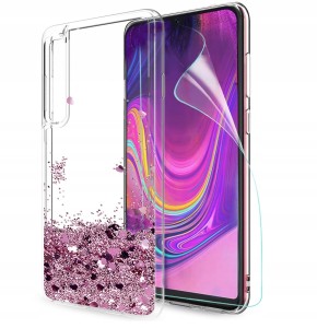 ETUI BROKAT Do SAMSUNG A70 LIQUID CASE + SZKŁO