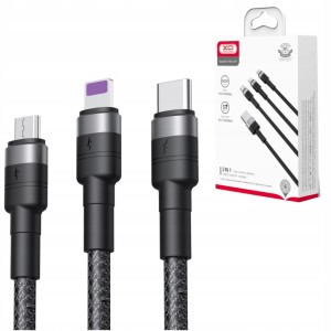 Kabel XO 3w1 LIGHTNING / Micro/ TYP-C 2,4A 1,2m