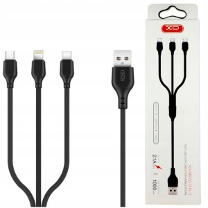 Kabel XO 3w1 LIGHTNING / Micro/ TYP-C 2,1A 1m