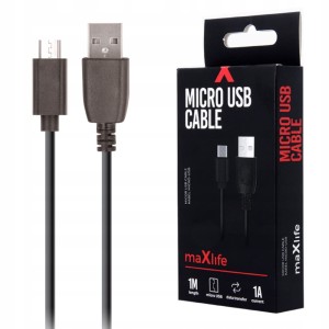 KABEL MAXLIFE USB-MICRO PRZEWÓD DO ŁADOWARKI 1A 1M DO SAMSUNG HUAWEI