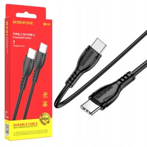 SZYBKI KABEL BOROFONE BX51 2X USB TYPE-C 1M 60W DO SAMSUNG XIAOMI HUAWEI