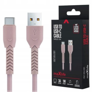 KABEL USB TYPE-C MAXLIFE MXUC-04 3A 1M SAMSUNG HUAWEI XIAOMI RÓŻOWY