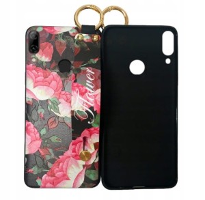 ETUI DO HUAWEI P-SMART 2019 KWIATY PASEK + SZKŁO