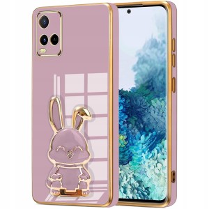 ETUI GLAMOUR DO VIVO Y21s / Y33s KRÓLIK UCHWYT PODSTAWKA 6D SILIKON + SZKŁO