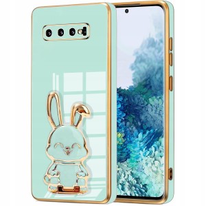 ETUI GLAMOUR DO SAMSUNG S10 PLUS KRÓLIK UCHWYT PODSTAWKA SILIKON 6D + FOLIA
