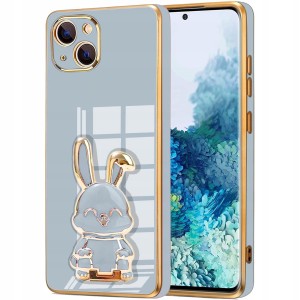 ETUI GLAMOUR DO IPHONE 13 KRÓLIK UCHWYT PODSTAWKA SILIKON CASE 6D + SZKŁO