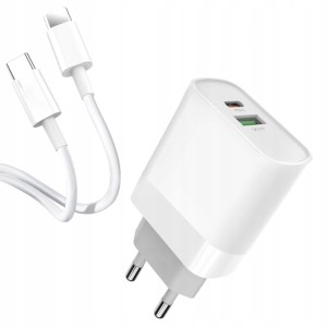 ŁADOWARKA SIECIOWA XO DUAL USB 1xUSB 1xUSB-C KABEL