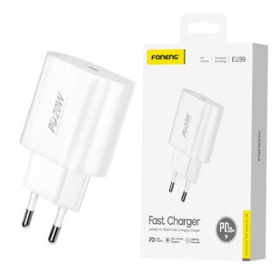 FONENG ŁADOWARKA SIECIOWA EU39 SZYBKIE ŁADOWANIE PD 20W 1x USB-C BIAŁA