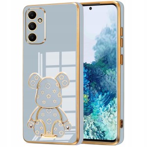 ETUI GLAMOUR DO SAMSUNG A55 5G MIŚ UCHWYT PODSTAWKA BEAR SILIKON + SZKŁO