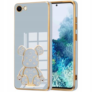 ETUI GLAMOUR DO IPHONE 7 / 8 / SE 2020 MIŚ BEAR UCHWYT SILIKON CASE + SZKŁO