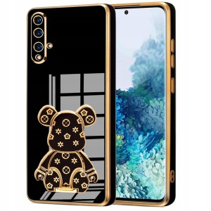 ETUI GLAMOUR DO HUAWEI NOVA 5T / HONOR 20 MIŚ UCHWYT BEAR SILIKON + SZKŁO