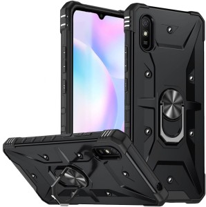 ETUI PANCERNE DO XIAOMI REDMI 9A ARMOR MAGNET RING MOCNE CASE + SZKŁO