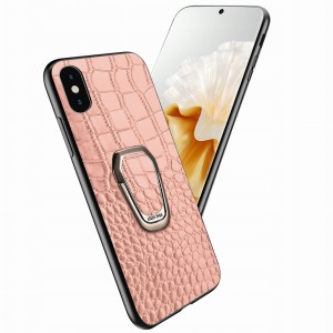 ETUI DO IPHONE X / XS SKÓRA KROKODYLA SKÓRZANE LUKSUSOWE CASE RING + SZKŁO