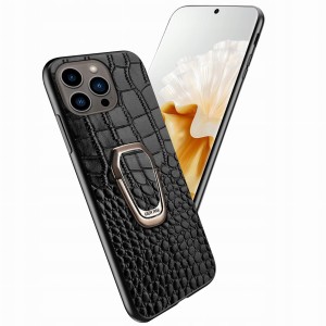ETUI DO IPHONE 13 PRO SKÓRA KROKODYLA SKÓRZANE LUKSUSOWE CASE RING + SZKŁO