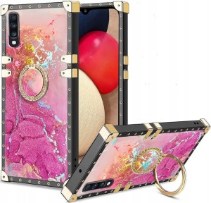 ETUI LUKSUSOWE DO SAMSUNG A50 GLAMOUR MARMUR BROKAT RING CASE + SZKŁO