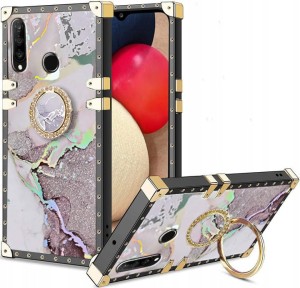 ETUI LUKSUSOWE DO HUAWEI P30 LITE GLAMOUR MARMUR BROKAT RING CASE + SZKŁO
