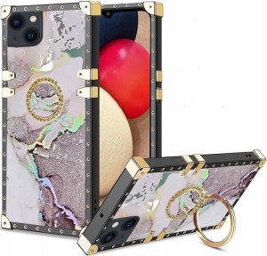 ETUI LUKSUSOWE DO IPHONE 13 GLAMOUR MARMUR BROKAT RING CASE + SZKŁO