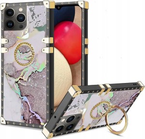 ETUI LUKSUSOWE DO IPHONE 13 PRO GLAMOUR MARMUR BROKAT RING CASE + SZKŁO