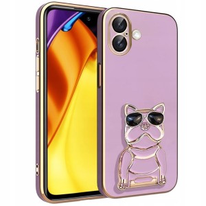 ETUI DO IPHONE 16 GLAMOUR SILIKON UCHWYT PODSTAWKA DOG 6D CASE + SZKŁO