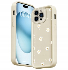 ETUI DO IPHONE 14 PRO SILIKON SOFT MATT OCHRONA APARATU Stokrotki + SZKŁO