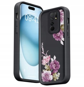 ETUI DO XIAOMI REDMI 9 SILIKON SOFT MATT OCHRONA APARATU KWIATY 3D + SZKŁO