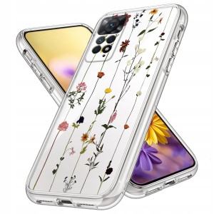 ETUI DO XIOAMI REDMI NOTE 11 / 11S Przezroczyste KWIATY SILIKON + SZKŁO