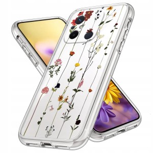 ETUI DO XIAOMI REDMI 12C Przezroczyste KWIATY SILIKON OCHRONA CASE + SZKŁO
