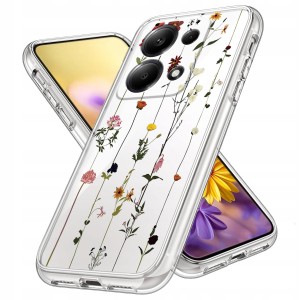 ETUI DO XIAOMI REDMI NOTE 13 PRO 5G Przezroczyste KWIATY SILIKON + SZKŁO