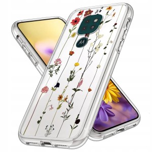 ETUI DO MOTOROLA MOTO G9 PLAY / E7 PLUS Przezroczyste KWIATY CASE + SZKŁO