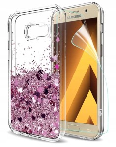 ETUI DO SAMSUNG A5 2017 BROKAT LIQUID SILIKON BROKATOWE GLITTER + SZKŁO