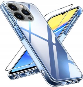 ETUI DO IPHONE 14 PRO Przezroczyste SILIKON OCHRONA APARATU CASE + SZKŁO