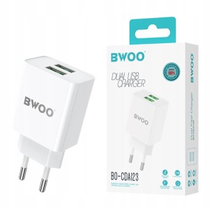 ŁADOWARKA SIECIOWA UNIWERSALNA BWOO 2X USB 2,4A MOCNA SZYBKIE ŁADOWANIE