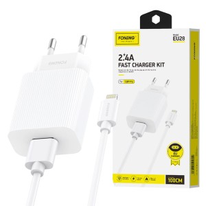 ŁADOWARKA SIECIOWA UNIWERSALNA FONENG EU28 USB 2,4A MOCNA KABEL LIGHTNING
