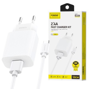 ŁADOWARKA SIECIOWA UNIWERSALNA FONENG EU28 USB 2,4A MOCNA KABEL MICRO-USB