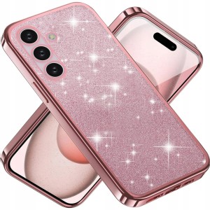 ETUI DO SAMSUNG A05S SILIKONOWE BROKATOWE 2W1 CLEAR GLITTER CASE + SZKŁO