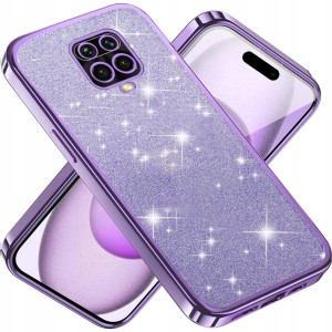 ETUI DO XIAOMI REDMI NOTE 9 PRO SILIKONOWE BROKATOWE 2W1 CLEAR CASE + SZKŁO