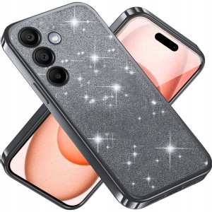 ETUI DO SAMSUNG A35 5G SILIKONOWE BROKATOWE 2W1 CLEAR GLITTER CASE + SZKŁO