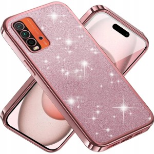 ETUI DO XIAOMI REDMI 9T SILIKONOWE BROKATOWE 2W1 CLEAR SLIM CASE + SZKŁO