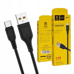 KABEL USB TYPE-C DENMEN D01T 2,4A 1M SZYBKI KABEL MOCNY PRZEWÓD