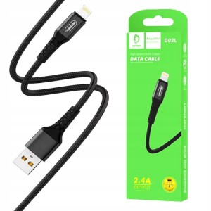 KABEL USB LIGHTNING DENMEN D02L 2,4A 1M SZYBKI KABEL MOCNY PRZEWÓD