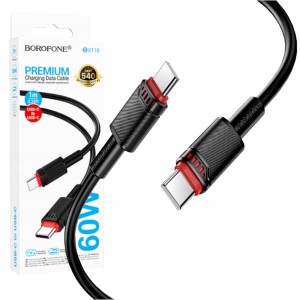 SZYBKI KABEL USB TYPE-C DO TYPE-C BOROFONE BV110 60W 1M MOCNY PRZEWÓD