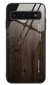 ETUI SZKLANE DO SAMSUNG S10 PLUS DREWNO CASE GLASS + FOLIA