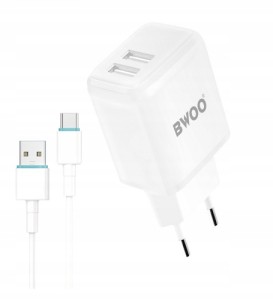 BWOO ładowarka sieciowa 2x USB 2,4A + kabel 1M
