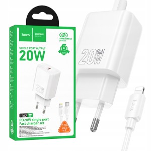 ŁADOWARKA SIECIOWA HOCO N60 USB TYPE-C 20W KABEL TYPE-C DO LIGHTNING MOCNA