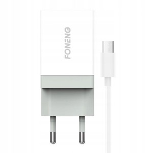 Ładowarka sieciowa Foneng K210, 1xUSB + Kabel USB C 1m