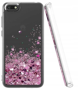 ETUI DO HUAWEI Y5 2018 BROKAT LIQUID SILIKON BROKATOWE GLITTER CASE + SZKŁO
