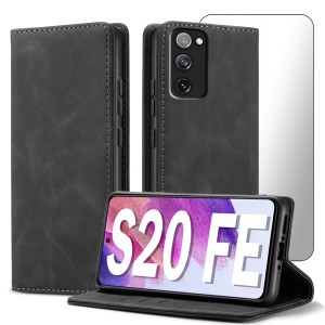 ETUI Z KLAPKĄ DO SAMSUNG S20 FE ECOSKÓRA PORTFEL MAGNETYCNE Ochrona + SZKŁO