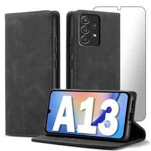 ETUI Z KLAPKĄ DO SAMSUNG A13 4G ECOSKÓRA PORTFEL MAGNETYCNE Ochrona + SZKŁO