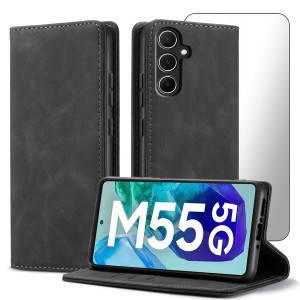 ETUI Z KLAPKĄ DO SAMSUNG M55 5G ECOSKÓRA PORTFEL MAGNETYCNE Ochrona + SZKŁO