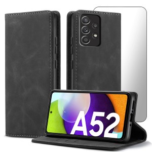 ETUI Z KLAPKĄ DO SAMSUNG A52 / A52 5G ECOSKÓRA PORTFEL MAGNETYCNE + SZKŁO